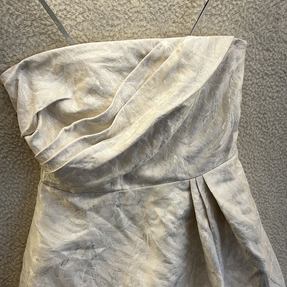 MONIQUE LHUILLER Ivory White Jacquard Strapless Wedding Minidress Size 4 - Picture 7 of 16